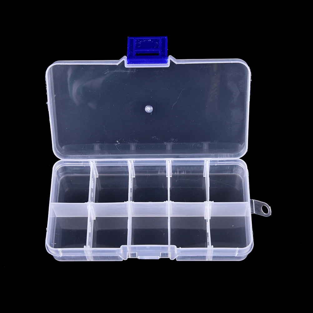 

NEW 10 Compartments Storage Case Box Transparent Fishing Lure Fishhook Box Spoon Hook Bait Tackle Box Fish Accessory Box