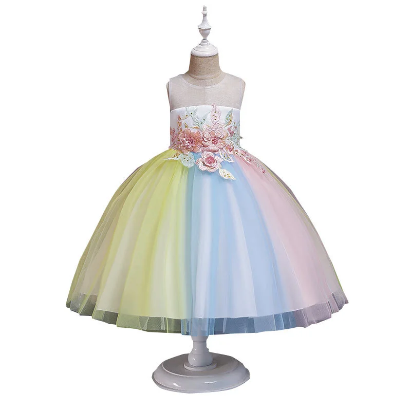 

2019 new children's princess dress host catwalk performance dress birthday party evening cosplay dress