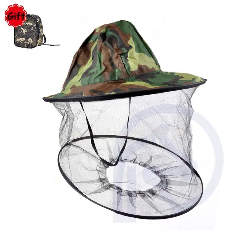 

Anti Mosquito Fishing Tools Camouflage Outdoor Sunshade Lone Neck Head Cover Net Fishing Hat Face Protector Travel Camping