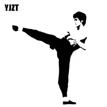 Yjzt 10.5cm * 13cm kung fu ator bruce lee vinil decalque etiqueta do carro preto/prata C3-0042