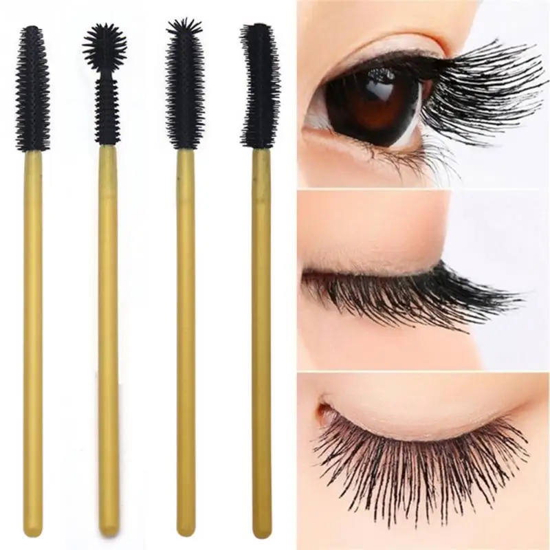 50PCS Silicone Eyebrow Disposable Bendable Mascara Wand Portable Eyelash Brushin Eye Shadow