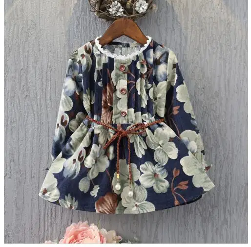 

Girls Fashion Dress 2018 Korean Long Sleeve Princess Dresses Printed Floral Kids Street Style Dress Children's Casual Dress 3-8T