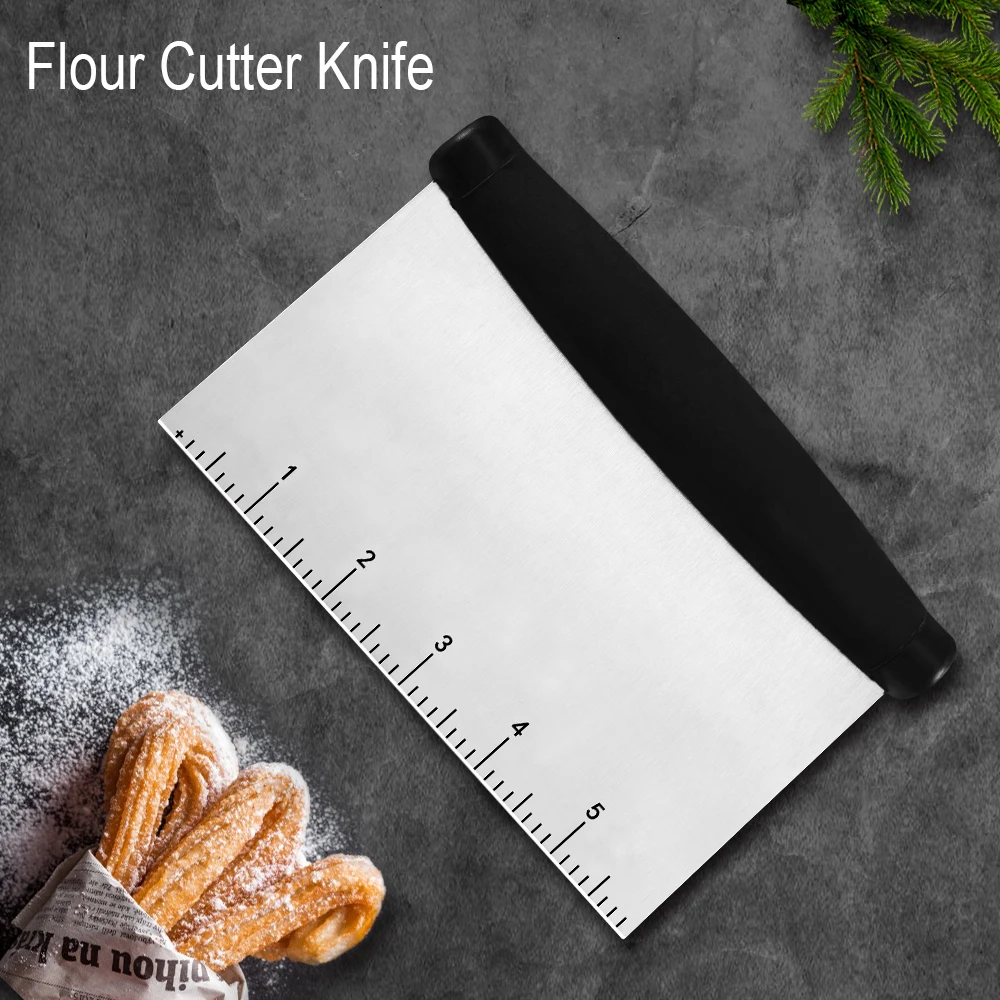  Damask Flour Pastry Scraper Stainless Steel Flour Dough Cutter Cake Decoration Spatula Kitchen Bake