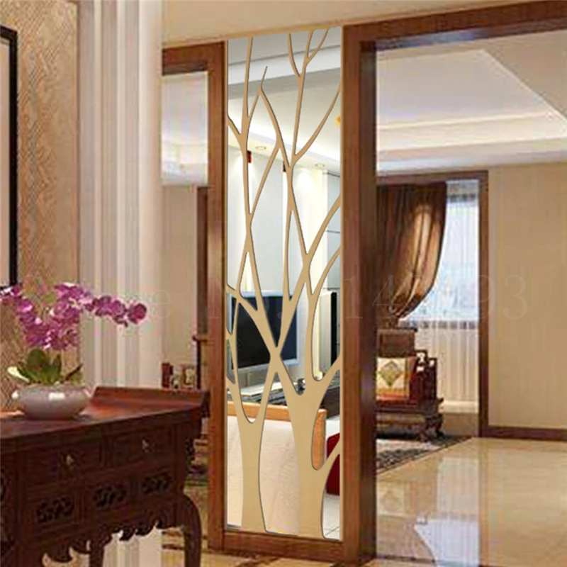 New 3d Diy Acrylic Mirror Wall Stickers Tree Home Decor