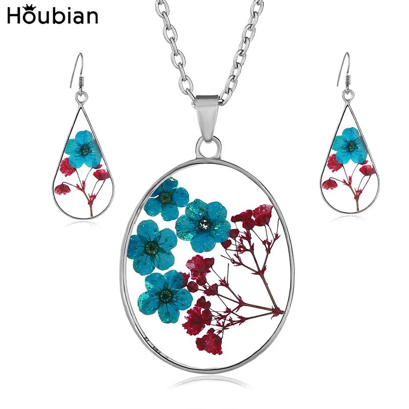 Новинка от Houbian набор колье с сушеными цветами из эпоксидной смолы женские