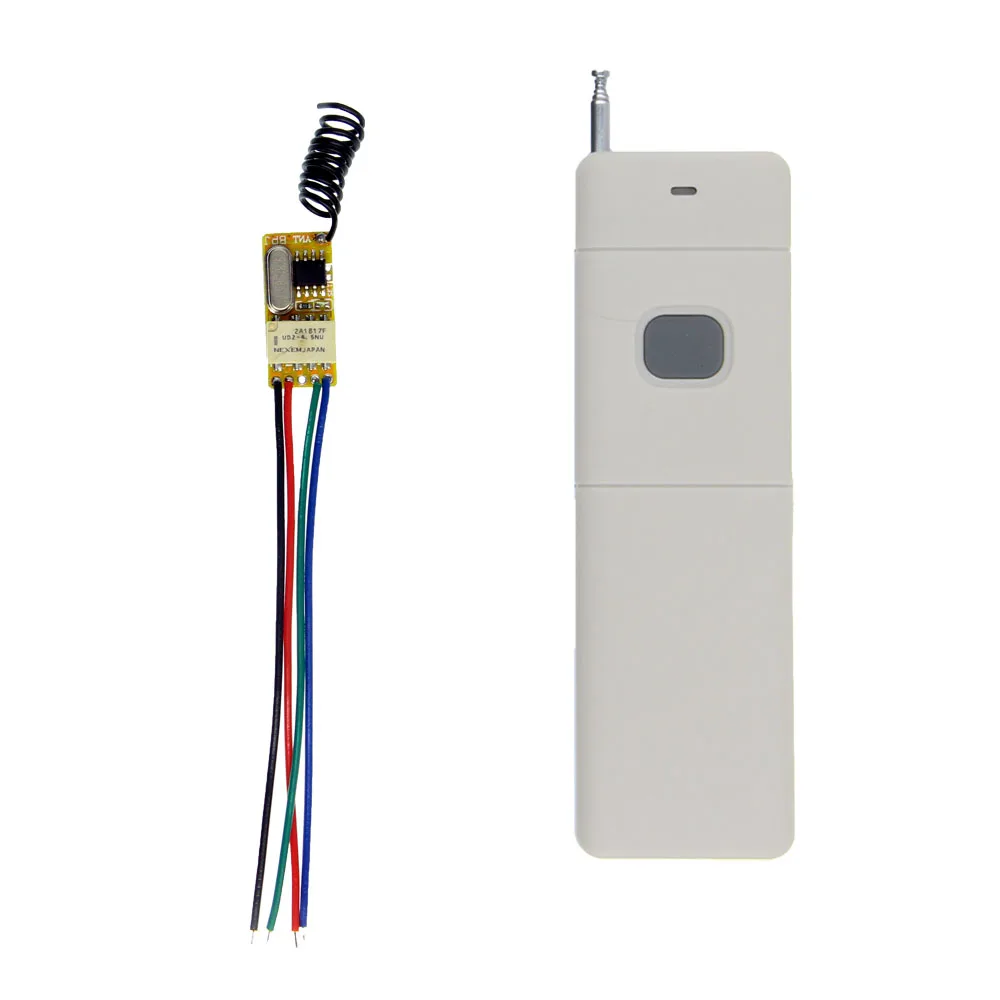

DC 3V 3.7V 7V 9V 12V Mini Relay Wireless Switch Remote Control 3000M Power LED Lamp Controller Micro Receiver Transmitter System