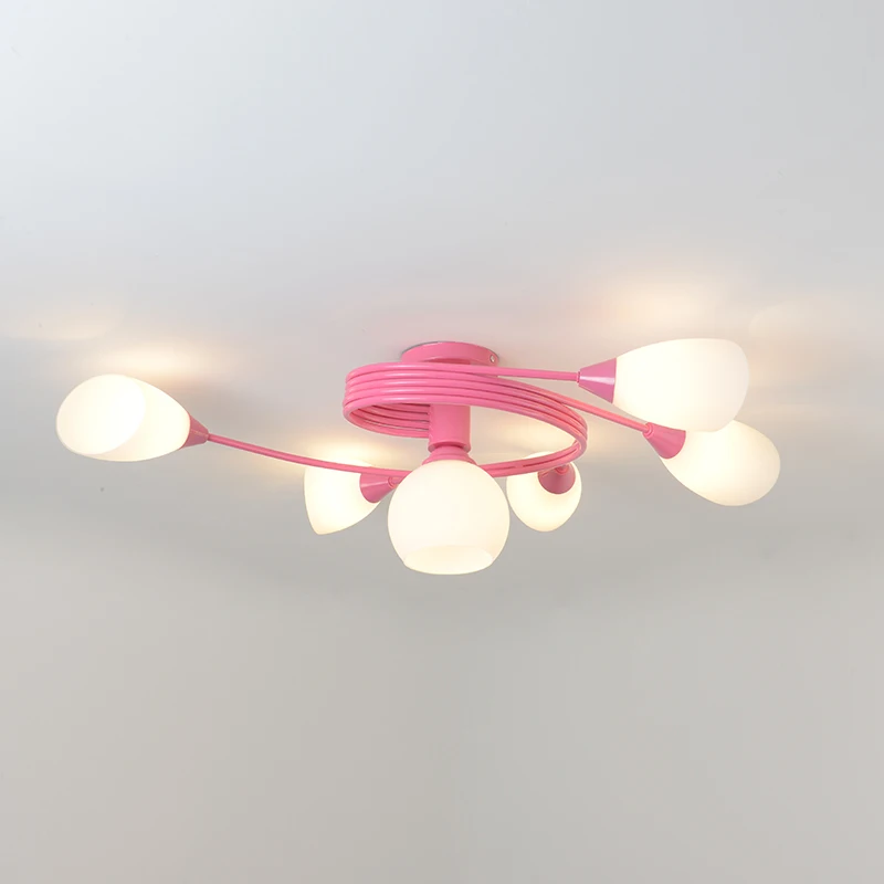 Pink-6 lights Современная люстра потолочный светильник светодиодный Освещение в помещении светодиодный освещения Гостиная Спальня детский потолочные светильники - Цвет абажура: Pink-6 lights
