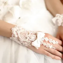 Кружевные короткие белые без пальцев модные цветочные девушки невесты Женщины Танцы Вечерние перчатки для представлений