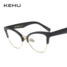 KEHU/модные простые плоские зеркальные женские очки высокого качества с полурамкой, уличные женские плоские зеркальные KH290