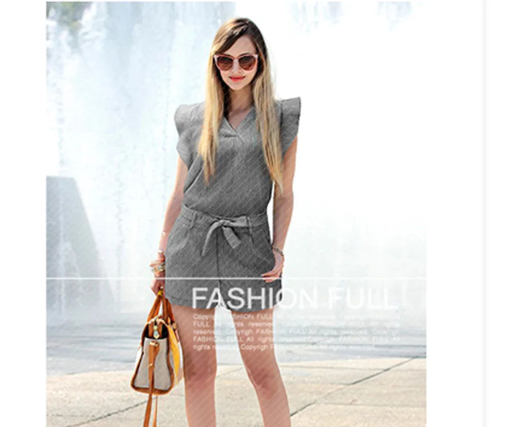 

Girl's Shorts Shirt Set Ruffled Sleeve Shirt and Short Set with Belt shirt and short