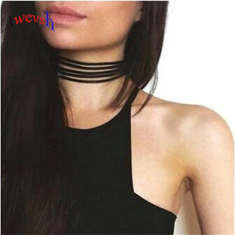 

Awevsh Victorian multi layer Choker Necklace Vintage Gothic Velvet Chokers black Chocker for Women Jewelry gift 2019