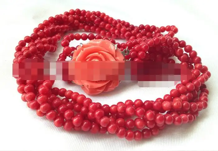

song voge gem nanJ1415 6row round red coral necklace