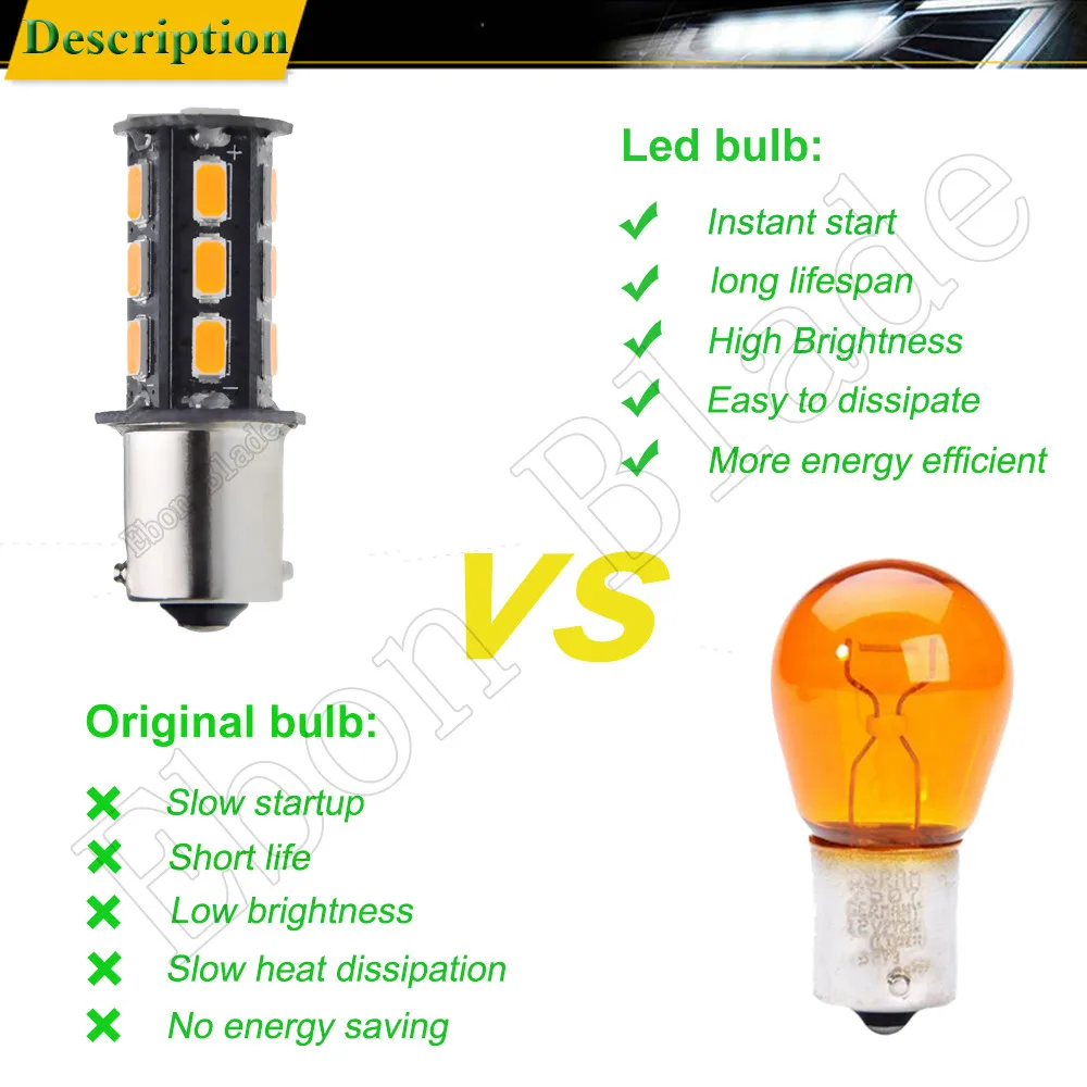 10 шт. BAU15S светодиодные автомобильные лампочки 5630 18SMD Янтарный оранжевый PY21W RY10W