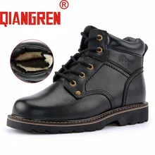 QIANGREN/Военные фабричные мужские зимние ботинки из натуральной кожи и шерсти; зимние ботинки на резиновой подошве; мужские черные тактические ботинки; Botas Militar