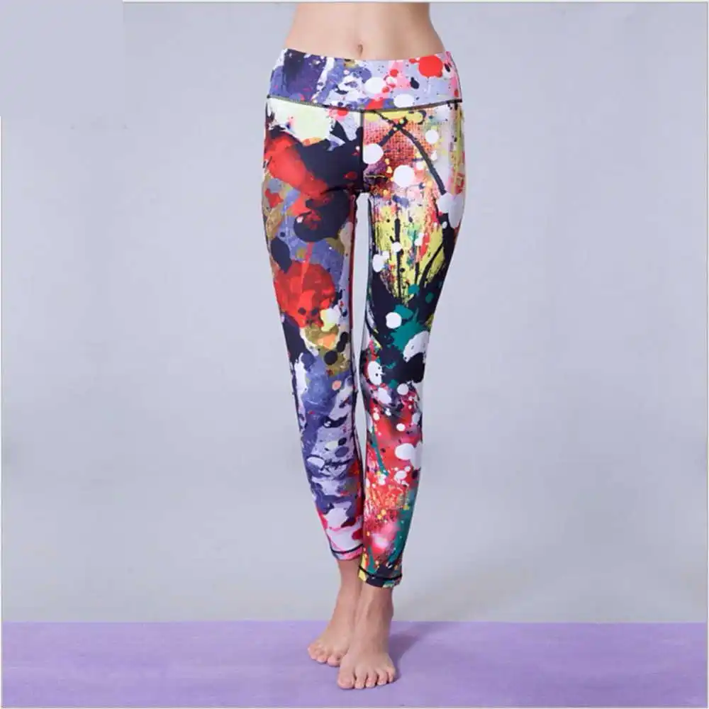 

SzBlaZe Womens Print High Waist Capri Print Yoga Pants Performance Workout Leggings for Running Gym Fitness Riding Sport