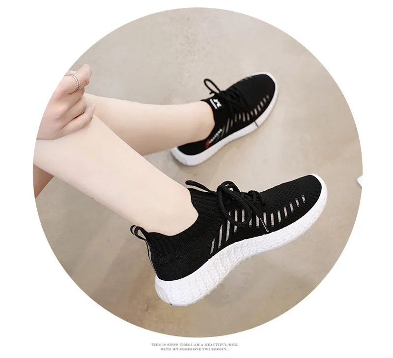 Женские кроссовки модные носки обувь повседневные белые кроссовки летние трикотажные вулканизированные туфли женские кроссовки