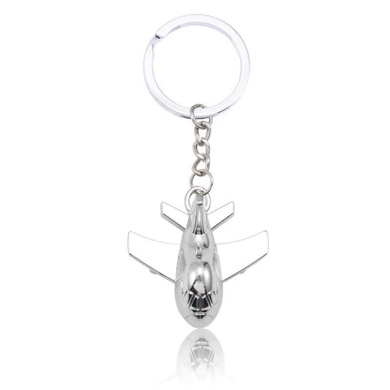 

New Metal Alloy Polished Aircraft Keychain For Men Silver 3D Airplane Model Keychain Car Key Ring Men Jewelry Father's Day Gift