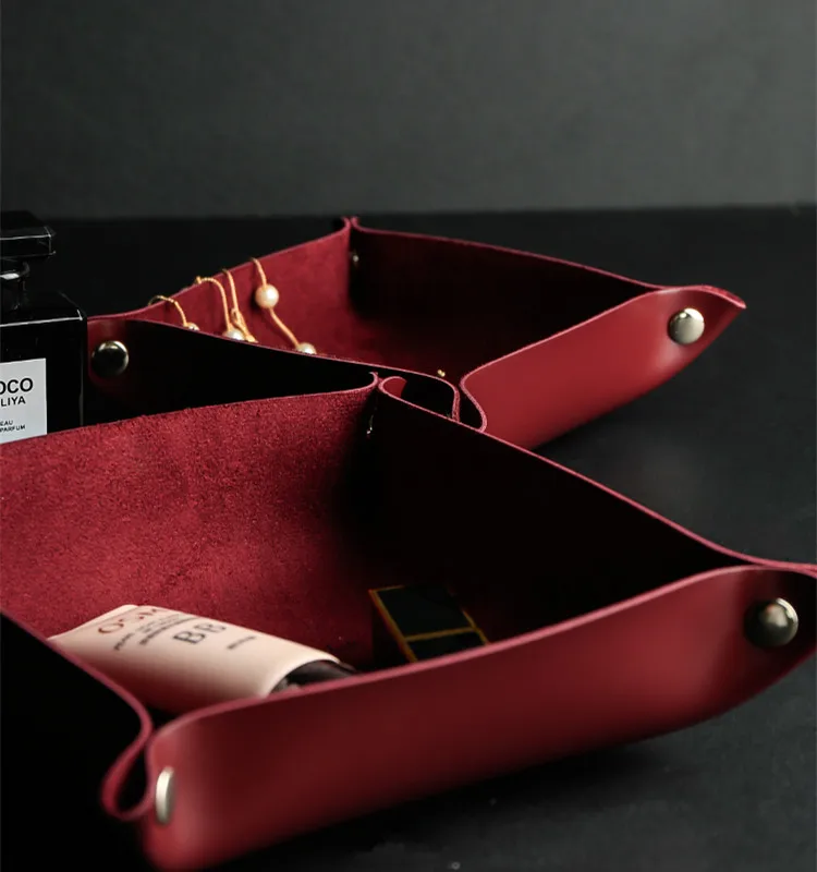 Кожаный Настольный Органайзер в скандинавском стиле, многофункциональная коробка для хранения мелочей/косметики, креативный поднос для хранения ключей