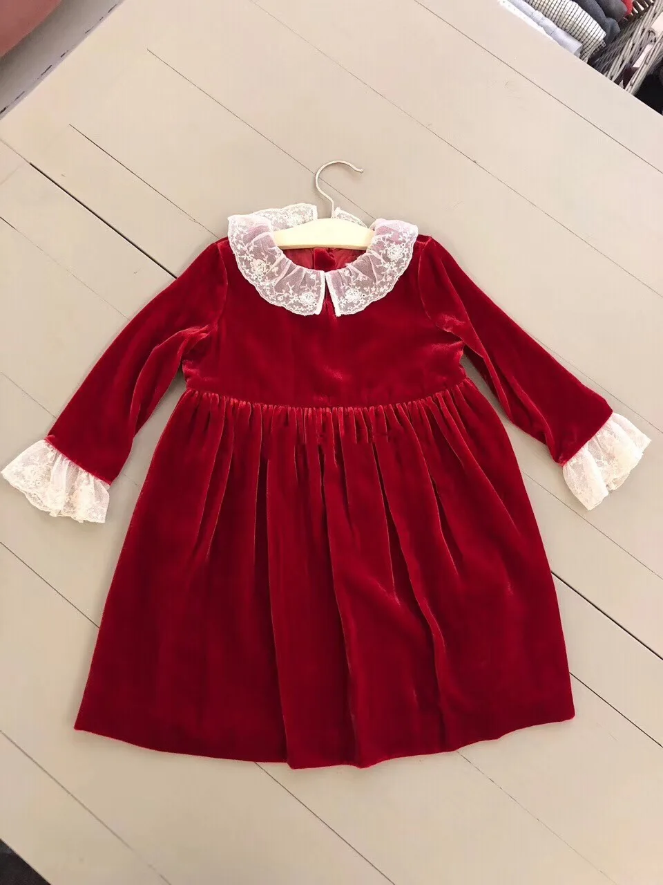 Детское платье для девочек, размер от 4 до 110 см вельветовое кружевное платье принцессы однотонные Детские платья в классическом стиле для девочек на свадьбу