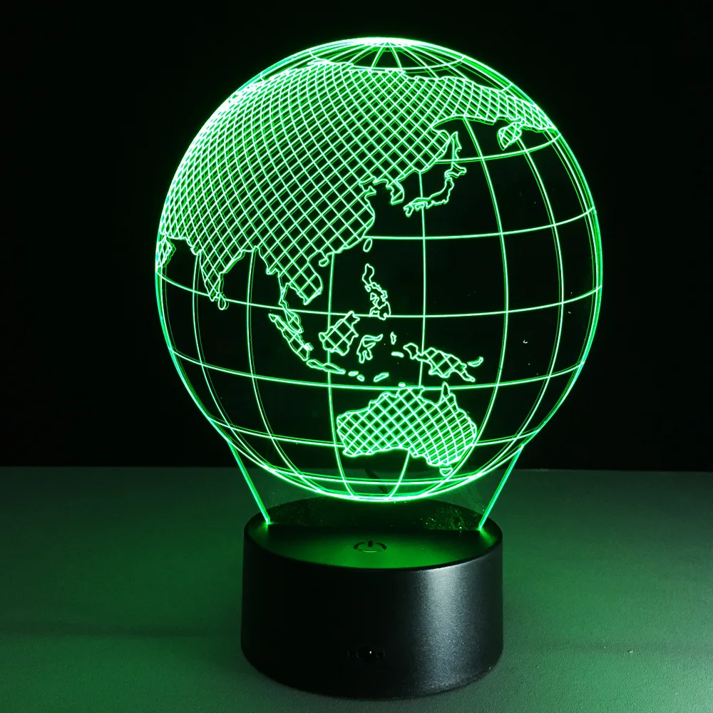 Oceania Map Earth Globe 3D Illusion Lamp LED 7 Color Changing Touch USB Night Light Home Decor Bedroom Mood Table Kids Gift | Лампы и