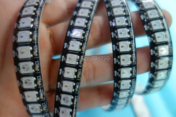

1M DC5V IP65 WS2812B 144LEDs/m addressable pixel strip;black pcb,waterproof by silicon coating;RGB full clor
