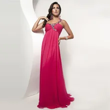 Fucsia 2017 de La Gasa Larga Vestidos de Noche Atractivos de Un Hombro Vestido de Fiesta de Cristal mujeres embarazadas Vestidos de Baile ED181