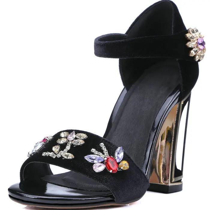 

Womens Sandals Open Toe Buckles Straps High Heels Summer Rhinestone BRIDAL GENUINE LEATHER Pumps Platform Femininos Sandalias