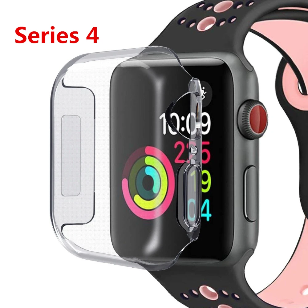 

Silicone soft Full case For apple watch 4 Protective case 44mm 40mm 42mm/38mm iwatch series 4 3 2 1 All-around Clear frame