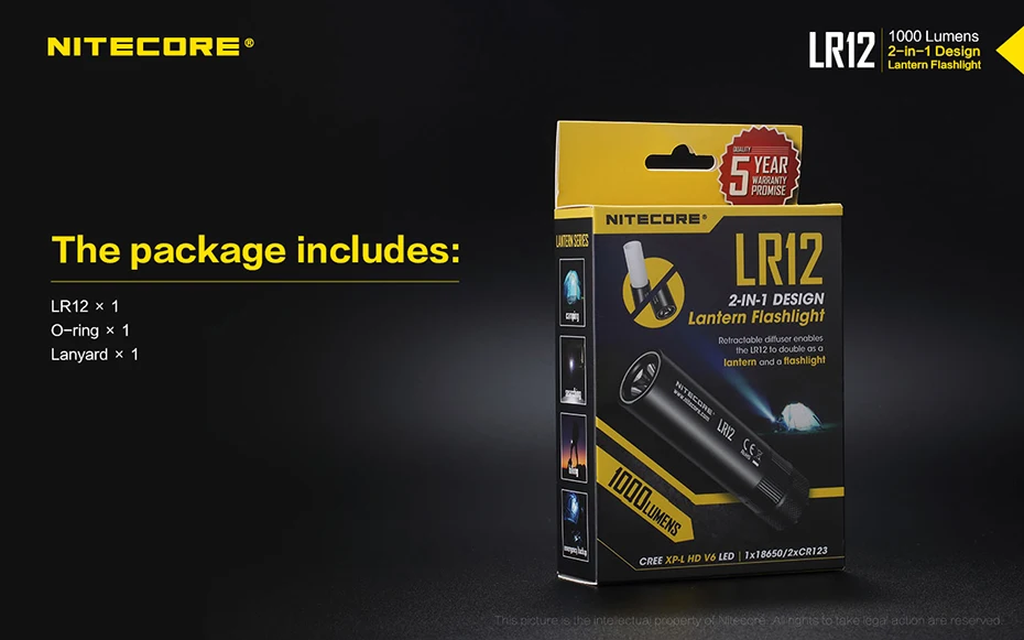 NITECORE LR12 ультра яркий мини-фонарик два в одном кемпинг прожектор многоцелевой фонарик