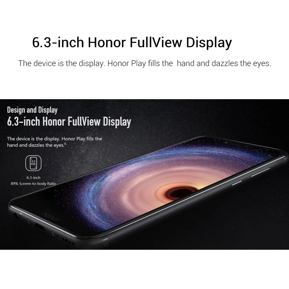 Мобильный телефон Honor Play 4G LTE 6," 2340x1080 4 Гб 6 ГБ ОЗУ 64 Гб 128 Гб ПЗУ Android 8,1 16 МП 3750 мАч смартфон