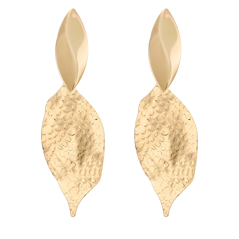 

Korean Trendy Earrings Simple Metal Leaves Dangle Drop Earrings For Women Long Statement Earings Fashion Jewelry 2019 Oorbellen