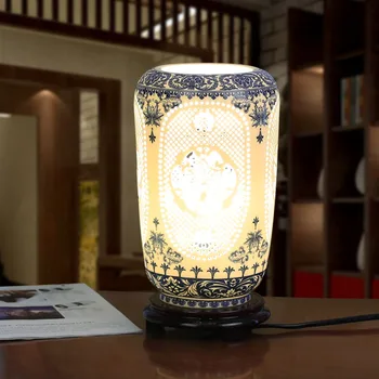 

Free shipping chinese style blue and white porcelain ceramic table lamp