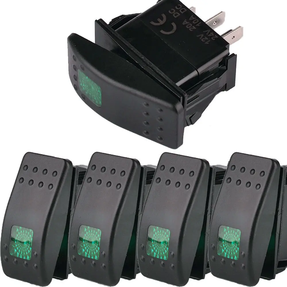 

EE support 5 X Waterproof IP68 12V 20A Bar Carling Rocker Switch 3 Pin Colors LED Light Car Styling XY01