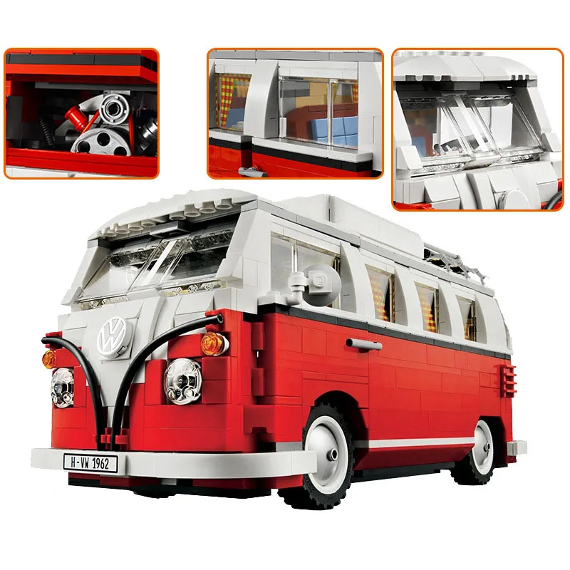 LEPIN 21001 1354Pcs Technic Series Volkswagen T1 Camper Van Model Building Kits Set Bricks Toys Compatible