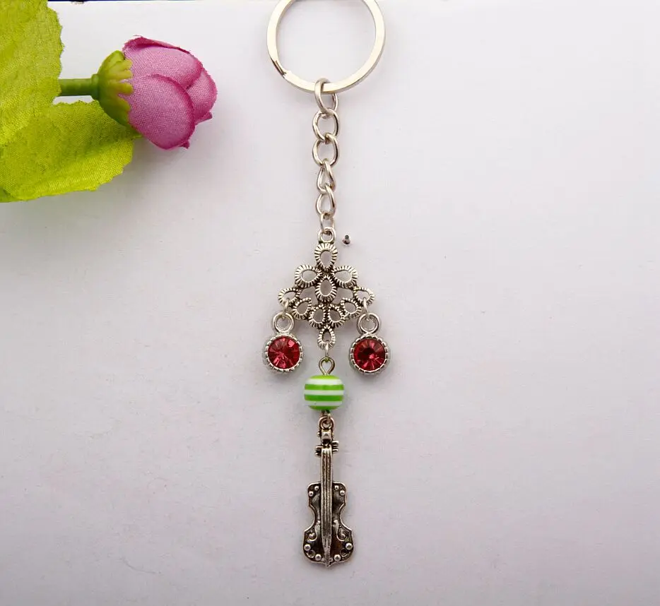 Dream Catcher Crystal Beads Violin Charm Rotation Fit Keychain DIY Key Chains Rings Fashion Jewelry Dreamcatcher 10pcs F605 | Украшения и