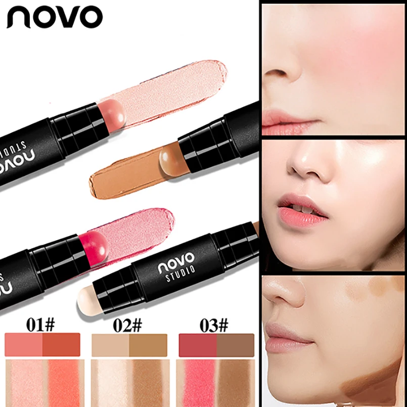

Double-ended 2 in1 Contour Stick Concealer Makeup Highlighter Bronzer Blusher Face Perfect Concealer Full Cover Blemish Cosmetic
