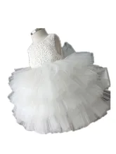 ДЕТСКИЕ WOW Девочка Платье Vestido Infantil Белый Торт Платье на 1 Год День Рождения Цветок Девочки Платья Roupas Infantis Menina 7055