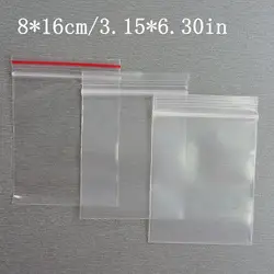 2 вида толщиной 8x16 см Самоуплотняющаяся молния Ziplock Пластик посылка Reclosable Клип Сеть Бакалея Упаковка Сумки 1000 шт