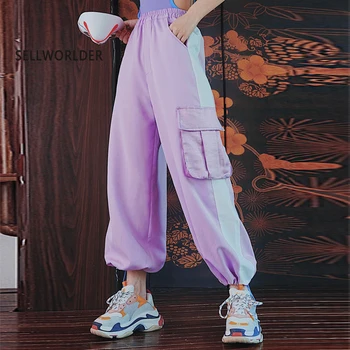 

2018 Women Loose BF Safari Style Summer Casual Trousers High Waist Neutral Overalls Girl's Cargo Pants