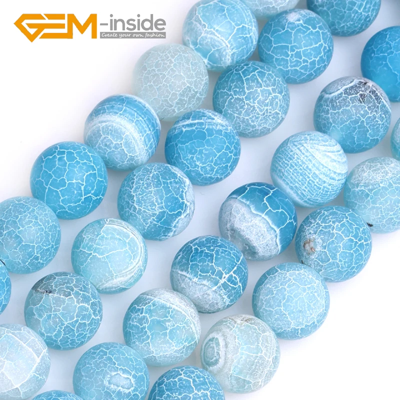 

Wholesale Colorful Frost Matte Fire Crackle Agates Round Loose Beads Jewelry Making Beads Strand 15 Inches DIY Gift For Women