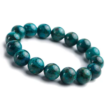

13.5mm Genuine Green Natural Azulite Malachite Chrysocolla Bracelets Woman Men Stretch Crystal Big Round Beads Bracelet