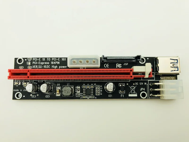 3 in 1 4pin Molex PCI-E Riser 6pin SATA 60cm PCIE 1x to 16x PCI Express Riser Card for Video Card Antminer Bitcoin Miner Mining