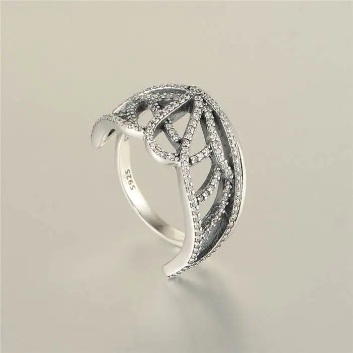 

New Butterfly Wing 925 Sterling Silver Ring with Cubic Zirconia For Women Engagement Ring Fits European Brand Jewelry RIP154