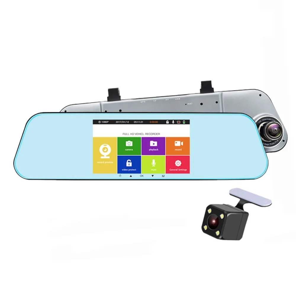 

New T29 Car Rear-View Mirror Driving Recorder Dual-Lens High-Definition 5-Inch Lightless Night Vision Driving Recorder Dash Cam