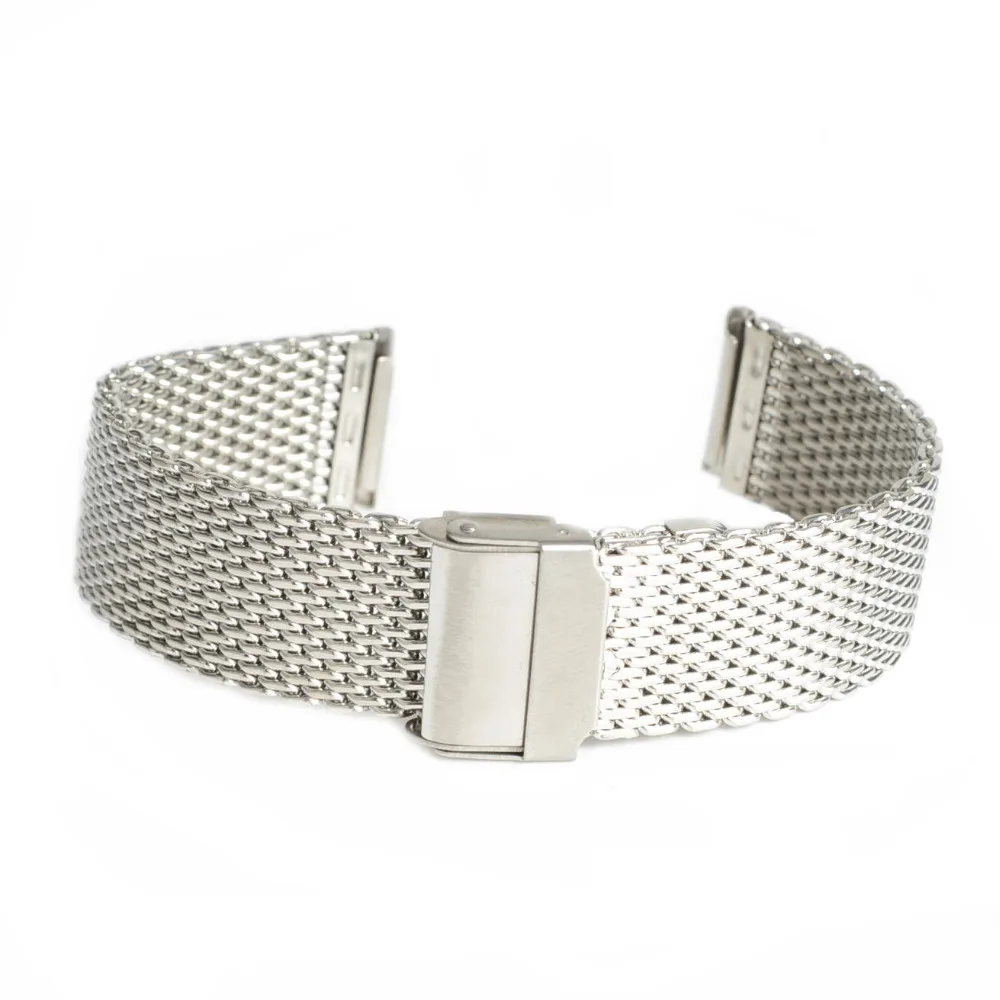 

20 мм унисекс двойные сетки из нержавеющей стали ремешок Браслет Двойная безопасная Пряжка Серебряный горячий подарок для дня рождения