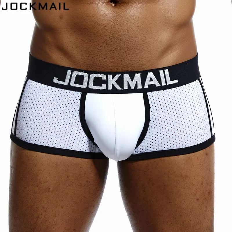 JOCKMAIL, фирменное мужское Сетчатое нижнее белье, боксеры, calzoncillos hombre, гей, одежда для сна, Cueca, боксеры, дышащие, промежность, мужские трусы, шорты