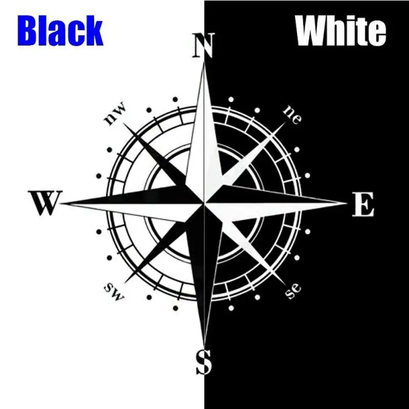 

Newest 15cm * 15cm Art Design Vinyl Compass Car Stickers Decals Black / White Car Stickers