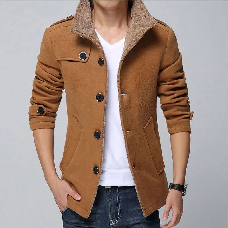 2015 New Arrival Fashion Men Wool Jacket Coat Thicker Keep