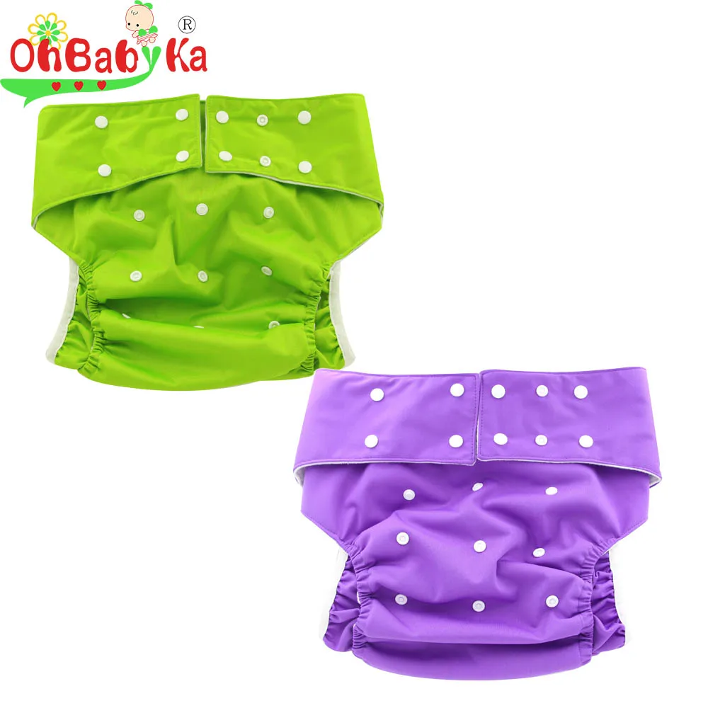 

OhBabyKa Reusable Adult Diapers for Urinary Incontinence with Microfiber Insert Absorbent Pad for Overnight Leakproof 4pcs/Pack