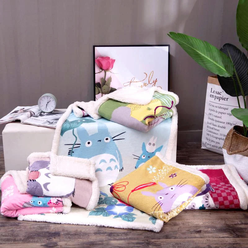 

My Neighbor Totoro Blanket for Kids 70x150cm Cartoon Microfiber Plush Sherpa Throw Blanket on Bed Sofa Bedding